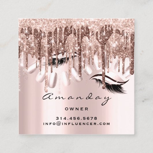 プロフェッショナルメイクアップアーティスト爪、 ネイルマニキュアドリップ スクエア名刺 (裏面)