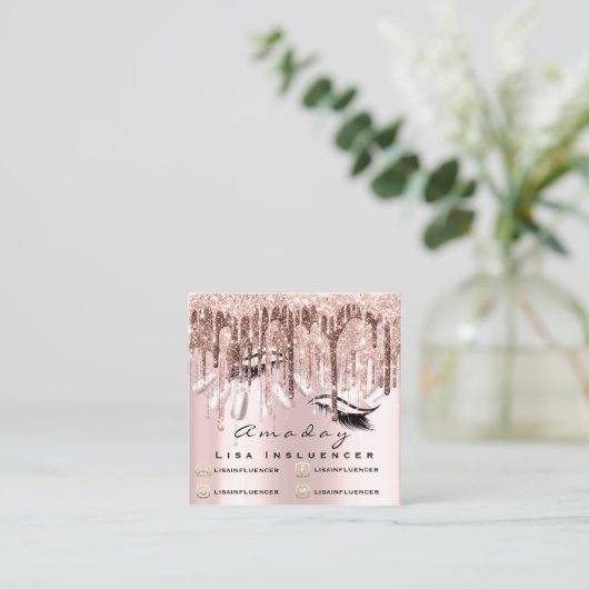 プロフェッショナルメイクアップアーティスト爪、 ネイルマニキュアドリップ スクエア名刺 (スタンド正面)