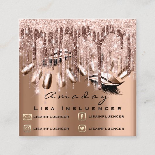 プロフェッショナルメイクアップアーティスト爪、 ネイルマニキュアバラ スクエア名刺 (正面)