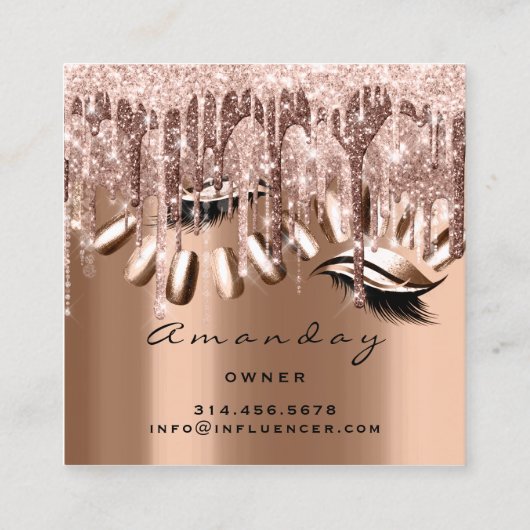 プロフェッショナルメイクアップアーティスト爪、 ネイルマニキュアバラ スクエア名刺 (裏面)