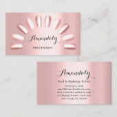 プロフェッショナルメイクアップアーティスト爪、 ネイルマニキュアピンクVIP 名刺 (正面/裏面)