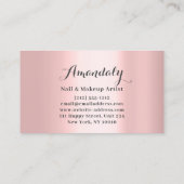 プロフェッショナルメイクアップアーティスト爪、 ネイルマニキュアピンクVIP 名刺 (裏面)