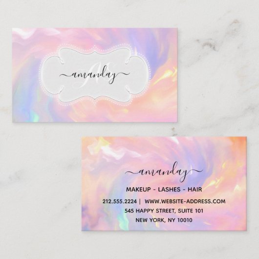 プロフェッショナルメイクアップアーティスト爪、 ネイルラッシュホログラフ 名刺 (正面/裏面)