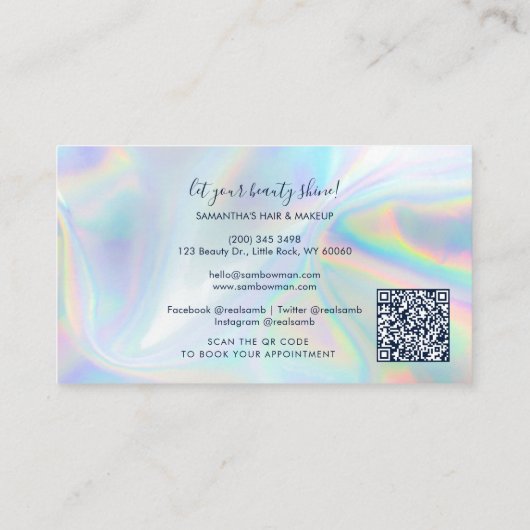 プロフェッショナルメイクアップアーティスト美しいサロン モダン ロイヤリティカード (裏面)