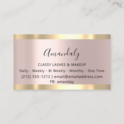 プロフェッショナルメイクアップアーティスト赤面Wxing Lash Drips 名刺 (裏面)