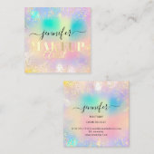 プロフェッショナルメイクアップアーティスト金ゴールドグリッター スクエア名刺 (正面/裏面)