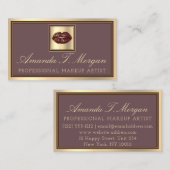 プロフェッショナルメイクアップアーティスト金ゴールドチョコレートリップキス 名刺 (正面/裏面)
