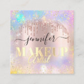 プロフェッショナルメイクアップアーティスト金ゴールドバラ スクエア名刺 (正面)