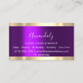 プロフェッショナルメイクアップアーティスト金ゴールドパープルヴィオール爪、 ネイル 名刺 (裏面)