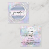 プロフェッショナルメイクアップアーティスト銀自筆証書ロゴ スクエア名刺 (正面/裏面)