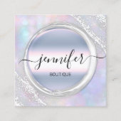 プロフェッショナルメイクアップアーティスト銀自筆証書ロゴ スクエア名刺 (正面)