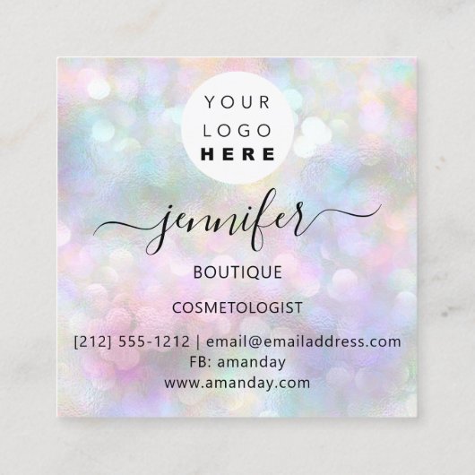 プロフェッショナルメイクアップアーティスト銀自筆証書ロゴ スクエア名刺 (裏面)