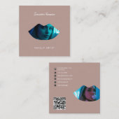 プロフェッショナルメイクアップアーティスト2フォトリップピンク スクエア名刺 (正面/裏面)