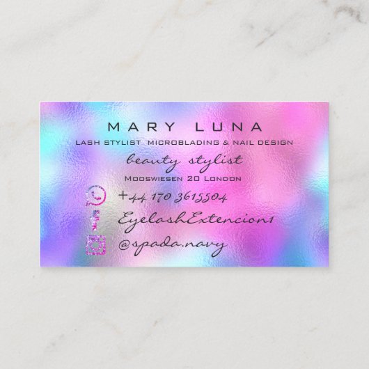 プロフェッショナルメイクアップアーティストLash Holigraph Social 名刺 (裏面)