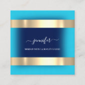 プロフェッショナルメイクアップアーティスモダントピンクブルーティール（緑がかった色） スクエア名刺 (正面)