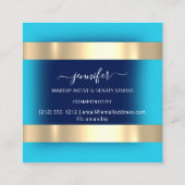 プロフェッショナルメイクアップアーティスモダントピンクブルーティール(緑がかった色) スクエア名刺 (裏面)