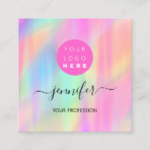 プロフェッショナルメイクアップブティックロゴQRコードピンク スクエア名刺 (正面)