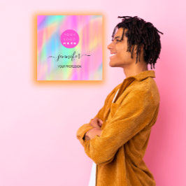 プロフェッショナルメイクアップブティックロゴQRコードピンク スクエア名刺