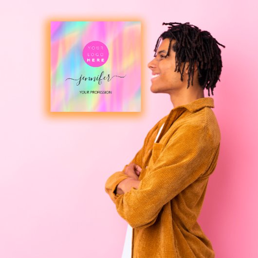 プロフェッショナルメイクアップブティックロゴQRコードピンク スクエア名刺