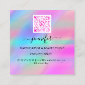 プロフェッショナルメイクアップブティックロゴQRコード芸術的 スクエア名刺 (裏面)
