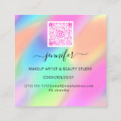プロフェッショナルメイクアップブティックロゴQRCode ユニーク スクエア名刺 (裏面)