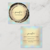 プロフェッショナルメイクアップブルー金ゴールドスクエアモダン スクエア名刺 (正面/裏面)