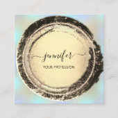 プロフェッショナルメイクアップブルー金ゴールドスクエアモダン スクエア名刺 (正面)