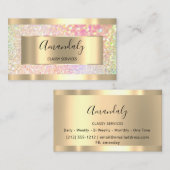 プロフェッショナルメイクアップホログラフィック金ゴールドグリッターピンク 名刺 (正面/裏面)