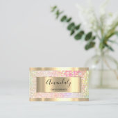 プロフェッショナルメイクアップホログラフィック金ゴールドグリッターピンク 名刺 (スタンド正面)