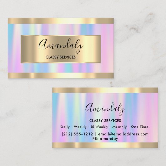 プロフェッショナルメイクアップホログラフバラ金ゴールドピンクブシン 名刺 (正面/裏面)