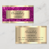 プロフェッショナルメイクアップホログラフピンク金ゴールドグリッター 名刺 (正面/裏面)