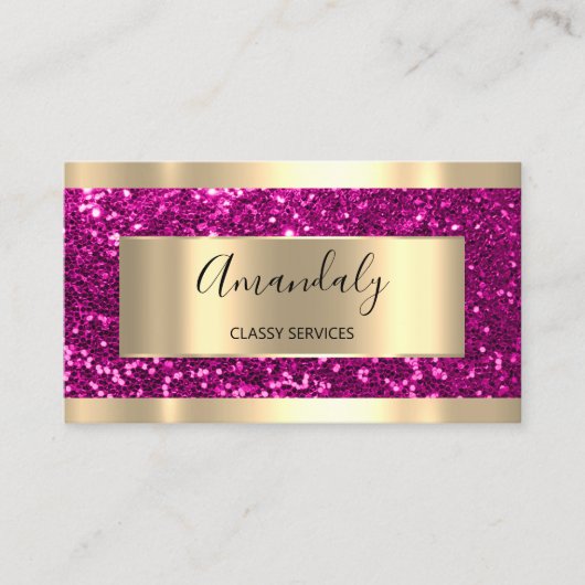 プロフェッショナルメイクアップホログラフピンク金ゴールドグリッター 名刺 (正面)