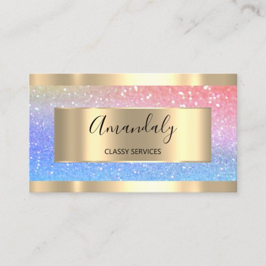 プロフェッショナルメイクアップホログラフ金ゴールドグリッターユニコーン 名刺 (正面)