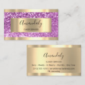プロフェッショナルメイクアップホログラフ金ゴールドグリッター紫 名刺 (正面/裏面)