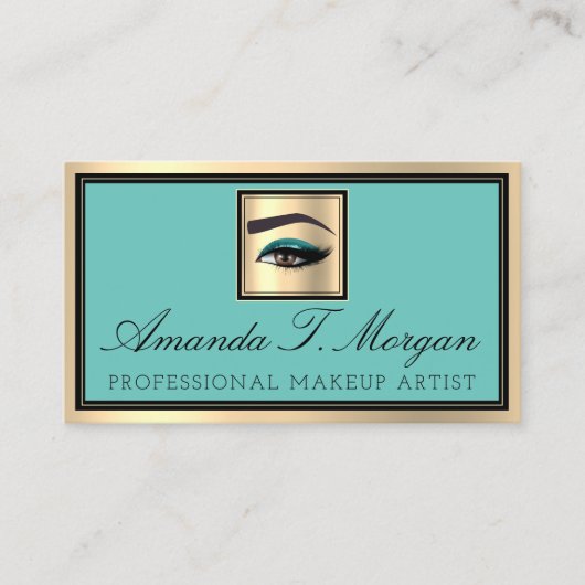 プロフェッショナルメイクアップラッシュエクステンション眉毛ティール（緑がかった色） 名刺 (正面)