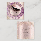 プロフェッショナルメイクアップラッシュショップグリッター金ゴールドバラ スクエア名刺 (正面/裏面)