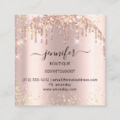 プロフェッショナルメイクアップラッシュショップグリッター金ゴールドバラ スクエア名刺 (裏面)