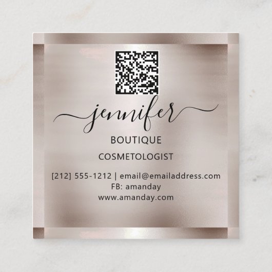 プロフェッショナルメイクアップラッシュショップQRコードシルバースモーキー スクエア名刺 (裏面)