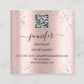 プロフェッショナルメイクアップラッシュショップQRコードシルバー金ゴールド スクエア名刺 (裏面)