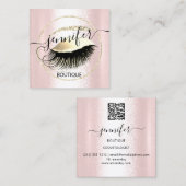 プロフェッショナルメイクアップラッシュショップQRコードバラ金ゴールド スクエア名刺 (正面/裏面)