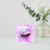 プロフェッショナルメイクアップラッシュショップQRコードピンクグリッター スクエア名刺 (スタンド正面)