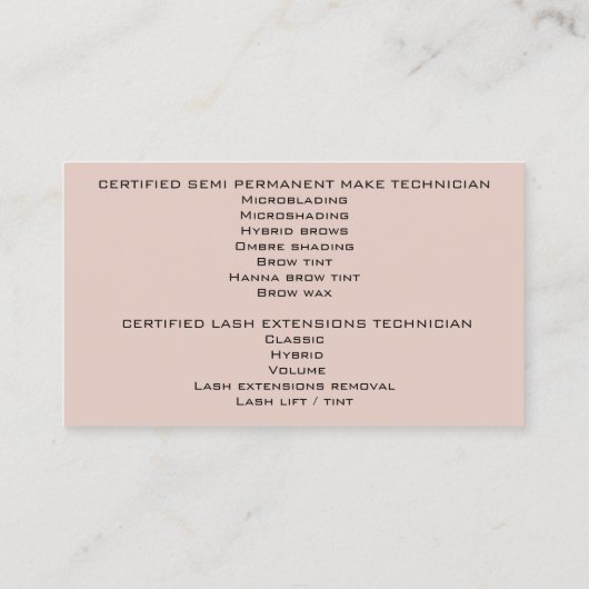 プロフェッショナルメイクアップラッシュハイブリドブロウズ 名刺 (裏面)