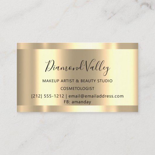 プロフェッショナルメイクアップラッシュ金ゴールド枠付きブルーアイズ 名刺 (裏面)