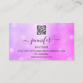 プロフェッショナルメイクアップラッシュQRコードアイズピンクグリッター 名刺 (裏面)