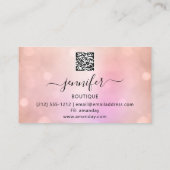 プロフェッショナルメイクアップラッシュQRコードピンクロゴパープル 名刺 (裏面)