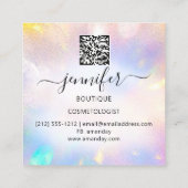 プロフェッショナルメイクアップラッシュQRコードホログラフィックピンク スクエア名刺 (裏面)