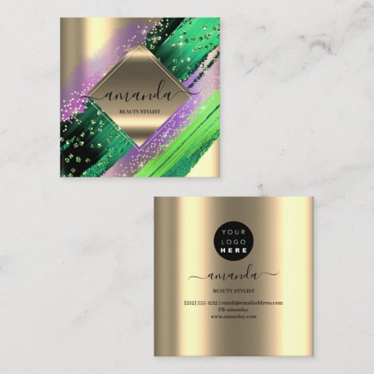 プロフェッショナルメイクアップロゴトロピック体化粧料 スクエア名刺 (正面/裏面)