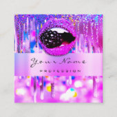 プロフェッショナルメイクアップロゴリップホログラフドリップフルーツ スクエア名刺 (正面)