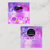 プロフェッショナルメイクアップロゴリップホログラフドリップフルーツ スクエア名刺 (正面/裏面)