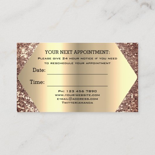 プロフェッショナルメイクアップ爪、 ネイルアポイントメントカード眉 名刺 (裏面)